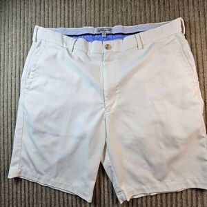 Peter Millar Shorts Mens 36 White Chino Performance Golf Flat Front 9 Inseam